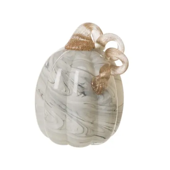 Glitzhome&reg; Gray Marble Glass Pumpkin Set {4}