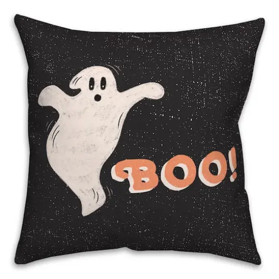 Retro Ghost Boo Spun Poly Throw Pillow {1}