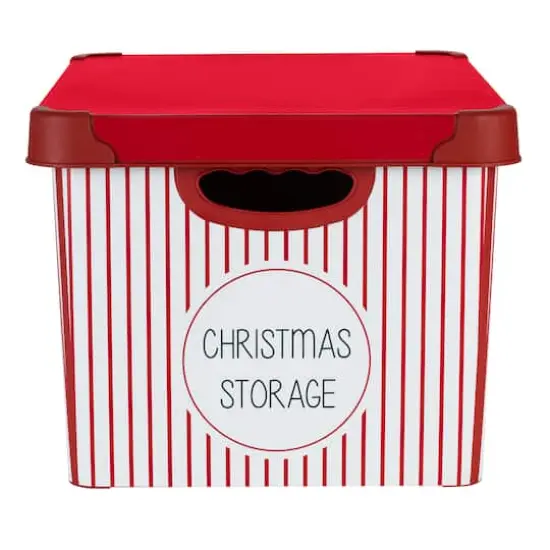 Simplify 15.4" Christmas 60 Ornament Storage Tote Bin with Straps {9}