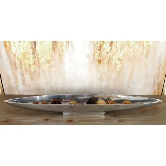 36" Silver Aluminum Modern Boat Tray {6}