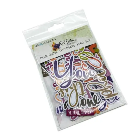 49 And Market ARToptions Plum Grove Chipboard Word Set {1}