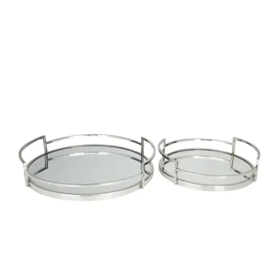 Silver Contemporary Tray, Set of 2" 19", 14" {3}