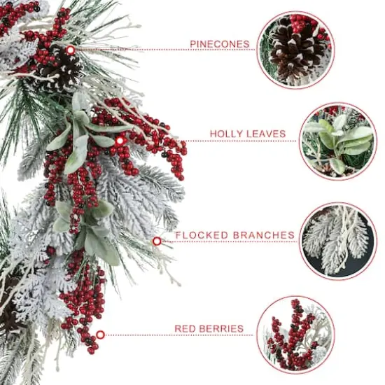Glitzhome&reg; 24" Christmas Snowy Pinecone & Berry Wreath {7}