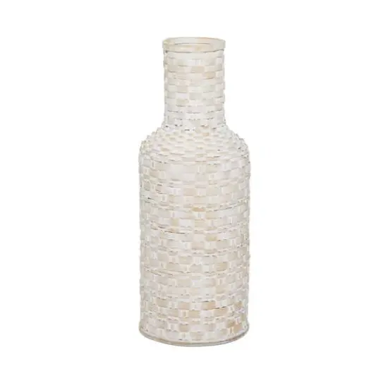 White Bamboo Tall Woven Floor Vase 8" x 8" x 22" {1}
