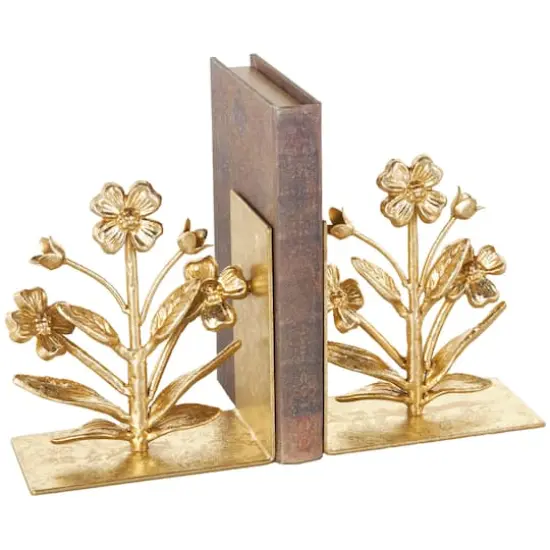 6.5" Gold Shimmer Metal Floral Bookends, 2ct. {4}