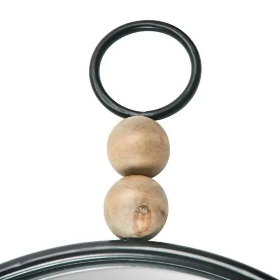 Hello Honey® Black Oval Metal Wall Mirror with Wood Beads {3}