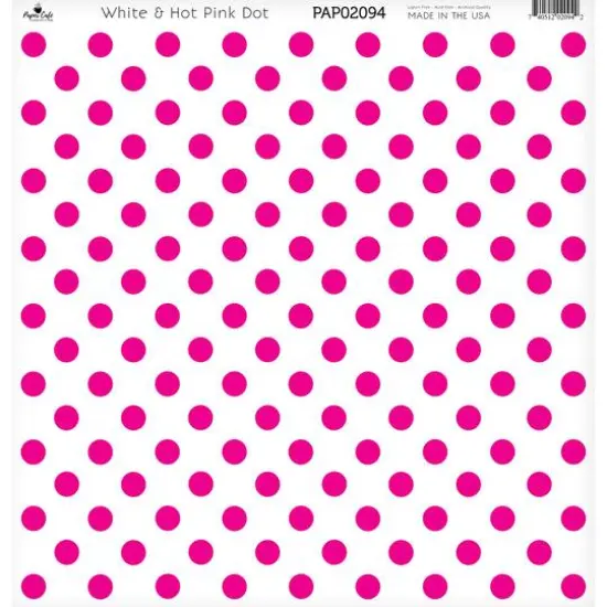 Paper Caf&eacute; White & Hot Pink Dot 12" x 12" Cardstock, 15 Sheets {1}
