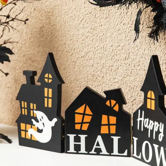 Glitzhome&reg; 2ft. Halloween Hinged Haunted House Table D&eacute;cor {6}