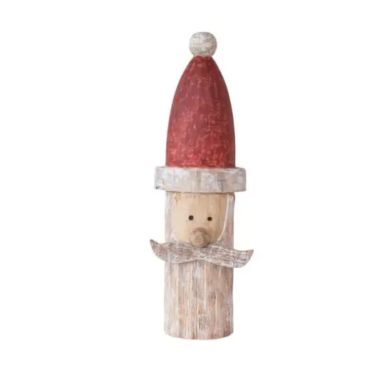 Hello Honey&reg; 16" Red, White & Natural Hand-Carved Mango Wood Santa Accent {1}