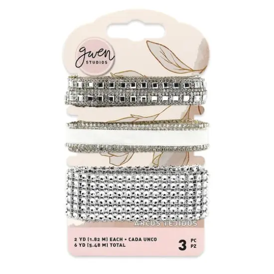 Gwen Studios 6yd. Satin & Rhinestone Trim Set White {6}