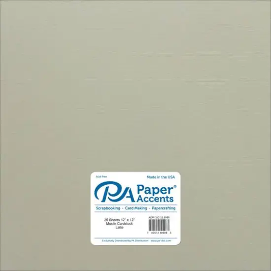 PA Paper&trade; Accents 12" x 12" Muslin 73lb. Cardstock, 25 Sheets Latte {1}