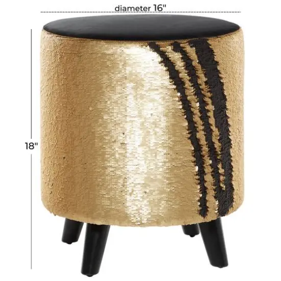 18" Sequin Contemporary Stool Gold/Black {7}