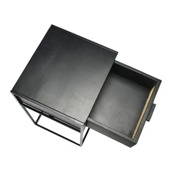 Hello Honey&reg; 22" Black Cane & Mango Wood End Table {6}