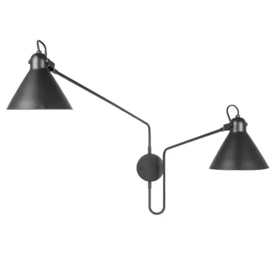 Hello Honey® 5ft. Black Modern 2-Light Metal Articulating Wall Sconce {9}