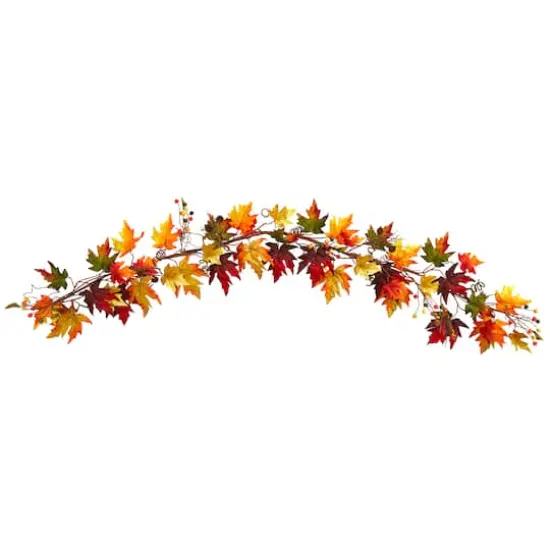 6ft. Autumn Maple Leaf & Berry Fall Garland {1}