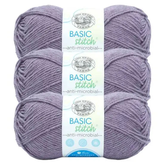 3 Pack Lion Brand&reg; Basic Stitch Antimicrobial Yarn Smoke {2}