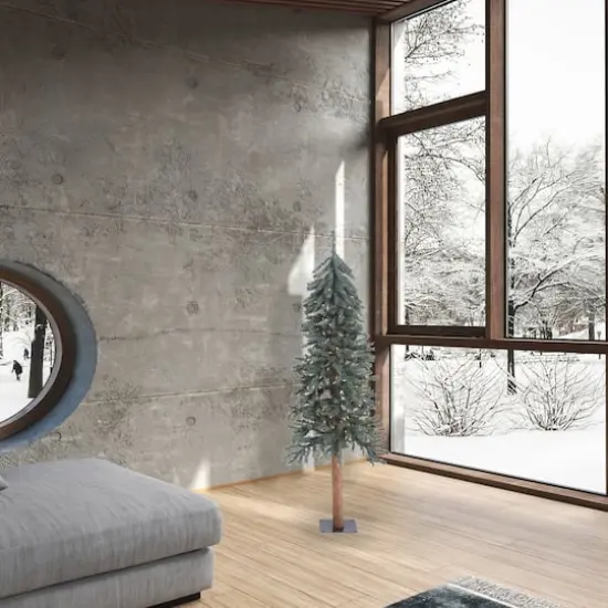 5ft. Pre-Lit Natural Bark Alpine Artificial Christmas Tree, Warm White LED Lights {3}