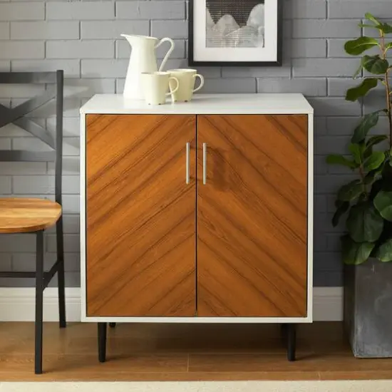 Walker Edison White Modern Bookmatch Accent Cabinet {6}