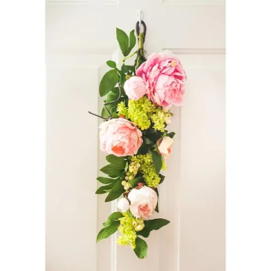 24" Pink Mixed Peony & Hydrangea Teardrop Swag {5}