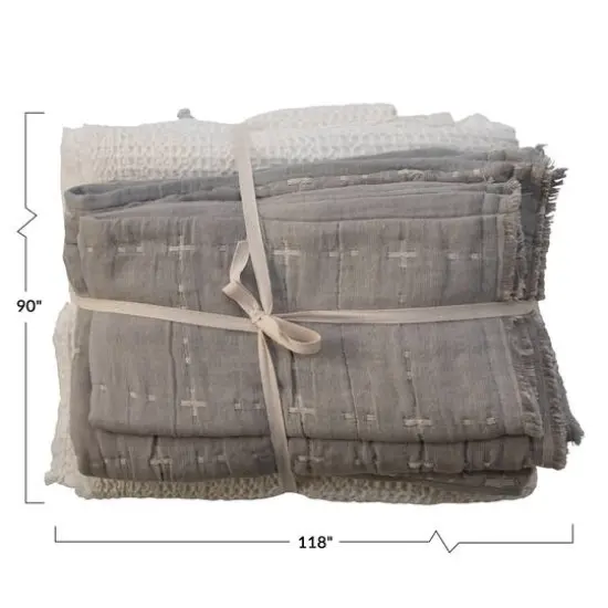 Hello Honey&reg; King White & Gray Cotton Waffle Weave Bed Cover & Shams Set {3}