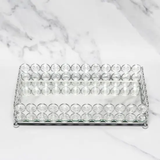 Elegant Designs&trade; 10.5" Chrome Decorative Mirrored Jewelry Vanity Tray {7}