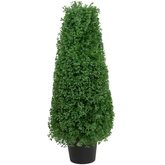 30" Unlit Artificial Boxwood Cone Topiary Tree with Round Pot {1}