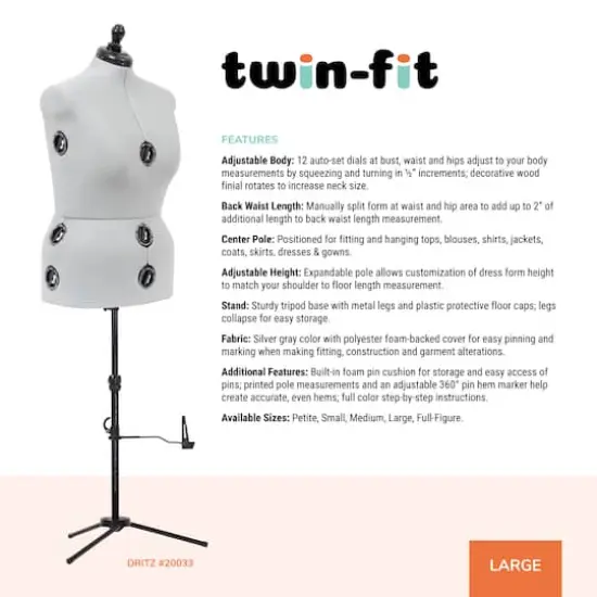 Dritz&reg; Twin-Fit Large Dress Form with Adjustable Tri-Pod Stand {3}