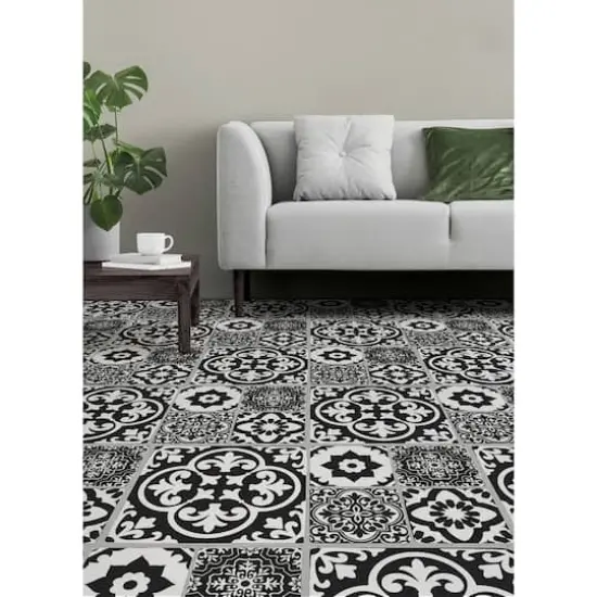 FloorPops Valencia Peel & Stick Floor Tiles, 6ct. Charcoal {3}