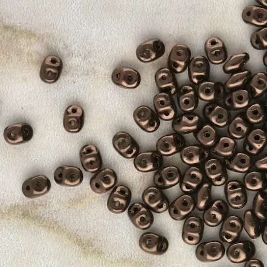 Superduo Two-Hole Czech Glass Beads Jet Copper Solid {3}