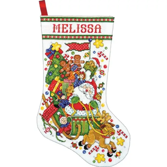 Design Works&trade; Santa & Sleigh Counted Cross Stitch Stocking Kit {1}