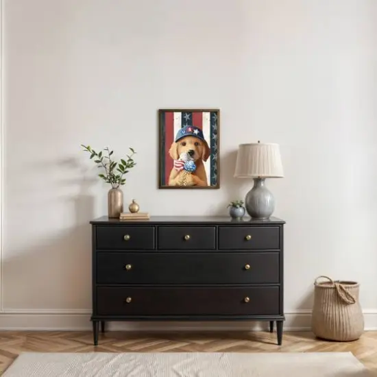 18" x 24" Patriotic Ice Cream Pup Framed Print Brown {6}