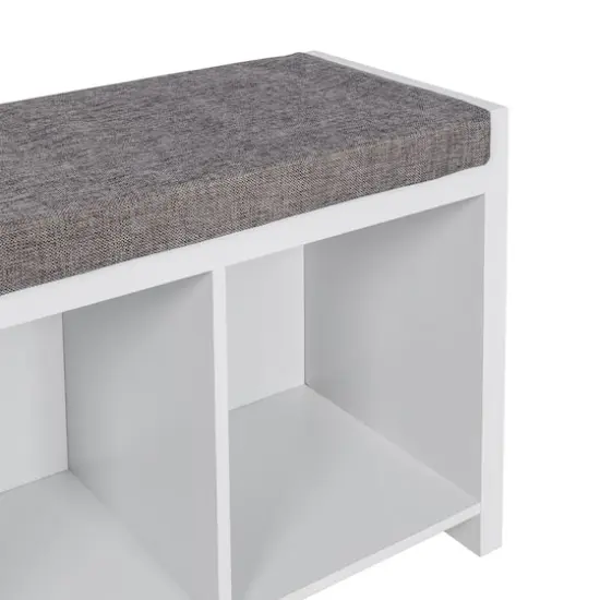Honey Can Do White Cube Organizer Bench with Shoe Storage and Seat Cushion {5}