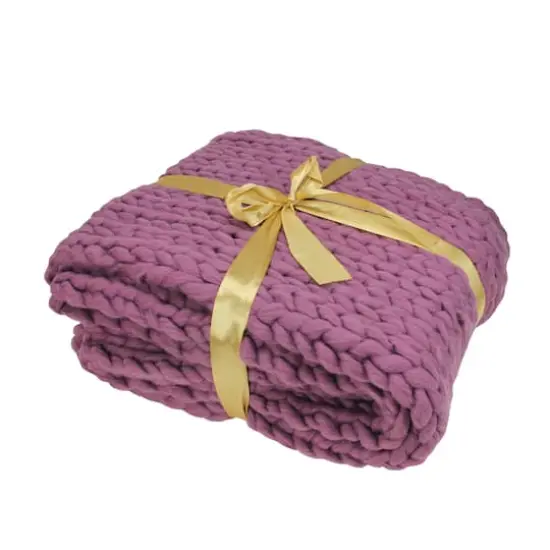 Purple Cable Knit Throw Blanket {3}