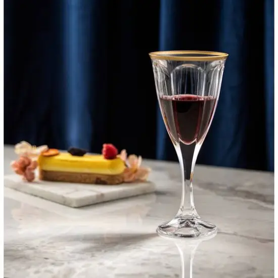 JoyJolt&reg; 8oz. Gold Rimmed Windsor Crystal Red Wine Glasses, 2ct. {3}