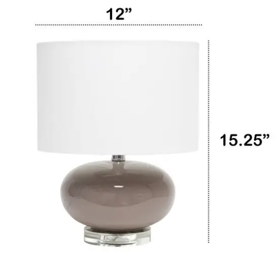 Lalia Home 15.25" Ovaloid Glass Table Lamp with White Shade Gray {4}