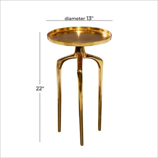 22" Gold Aluminum Contemporary Accent Table {7}
