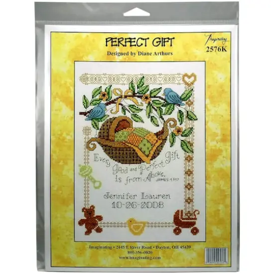 Imaginating Perfect Gift Birth Record Counted Cross Stitch Kit {1}