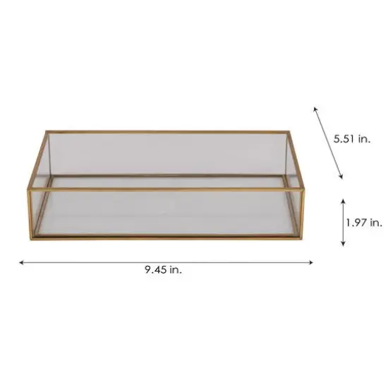 Home Details 9.5" Gold Vintage Glass Keepsake Tray {5}