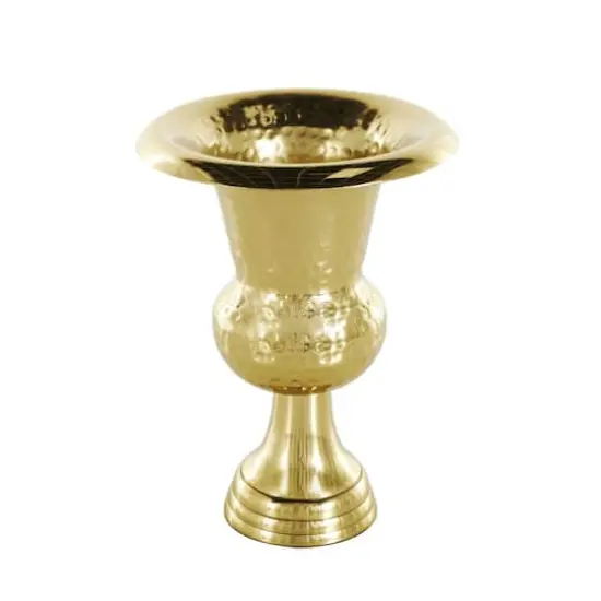 11" Gold Textured Metal Vase {4}