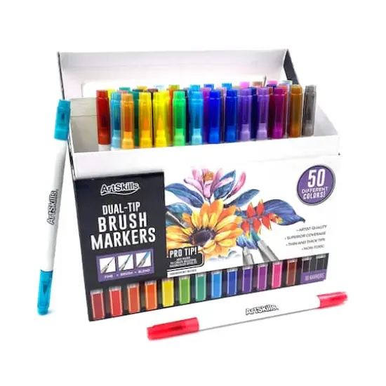 ArtSkills&reg; Fine & Brush 50 Color Dual Tip Marker Set {3}