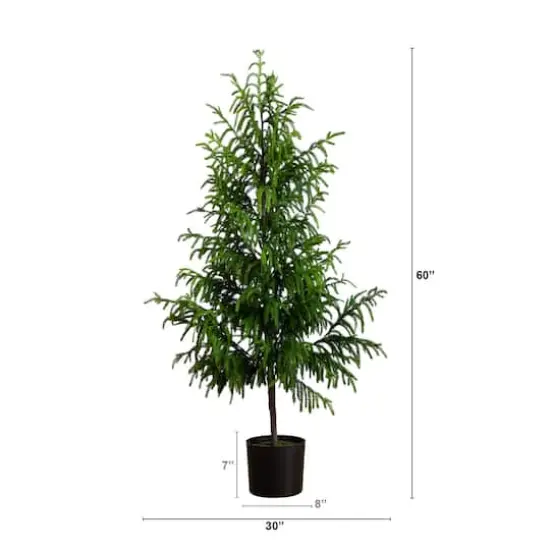 5ft. Unlit Norfolk Pine Artificial Potted Christmas Tree {7}