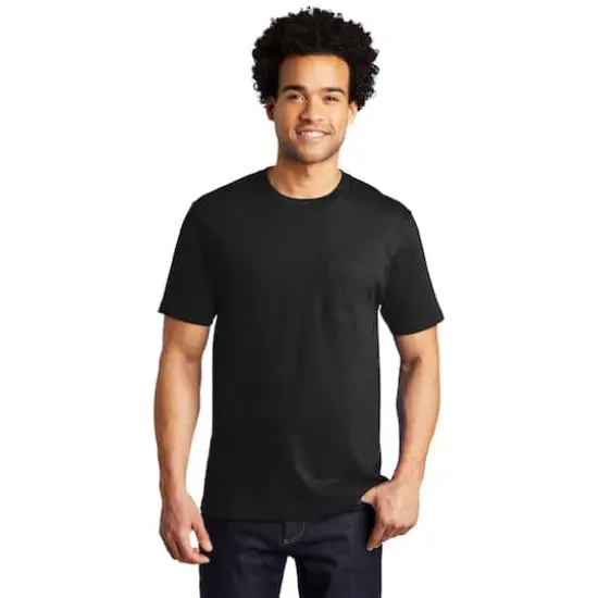 Port & Company&reg; Bouncer Pocket T-Shirt Deep Black {3}