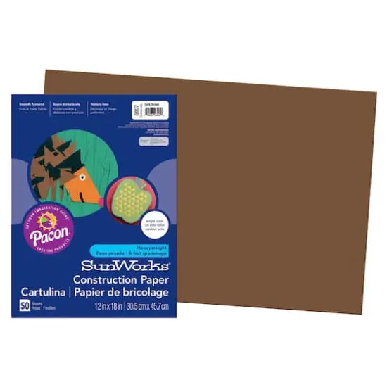 SunWorks&reg; 12" x 18" Dark Brown Construction Paper, 5 Packs of 50 Sheets {3}