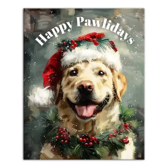 Happy Pawlidays Lab 16" x 20" Canvas Wall Art {1}