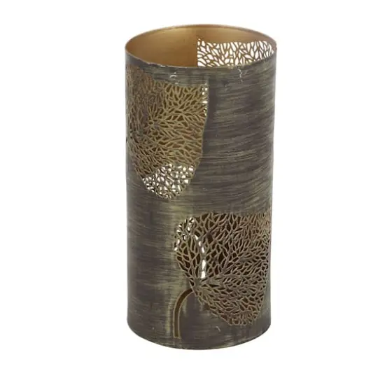 Set of 3 Metal Eclectic Lantern, 6", 9", 12 Large Brown Leaf {6}