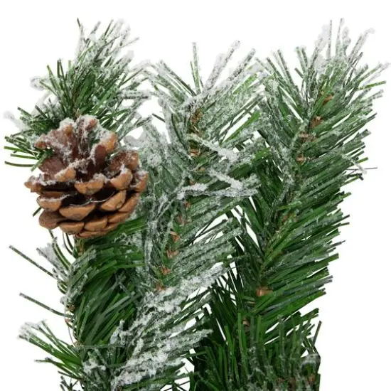22" Unlit Snowy Flocked Angel Pine with Pine Cones Christmas Teardrop Swag {10}