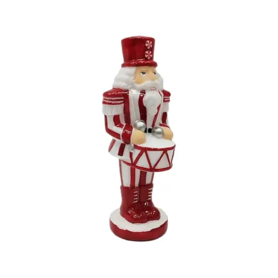 9.5" Red & White Peppermint & Drum Glass Nutcracker by Ashland&reg; {3}