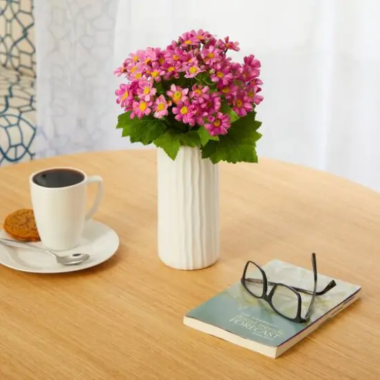 13'' Pink Daisy Plant in White Planter {4}