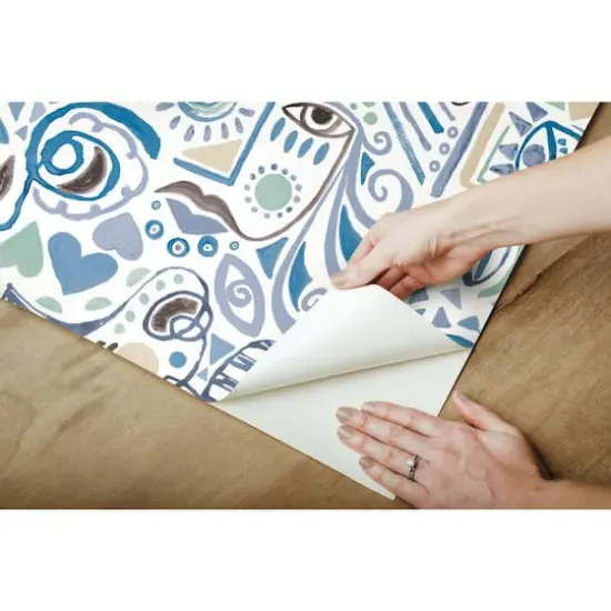RoomMates Mod Faces Peel & Stick Wallpaper Blue/Green {10}