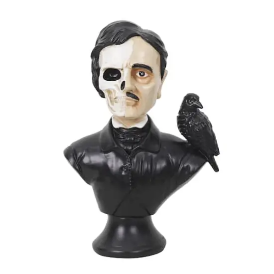 10" Black & White Poe with Raven Bust Tabletop D&eacute;cor by Ashland&reg; {1}